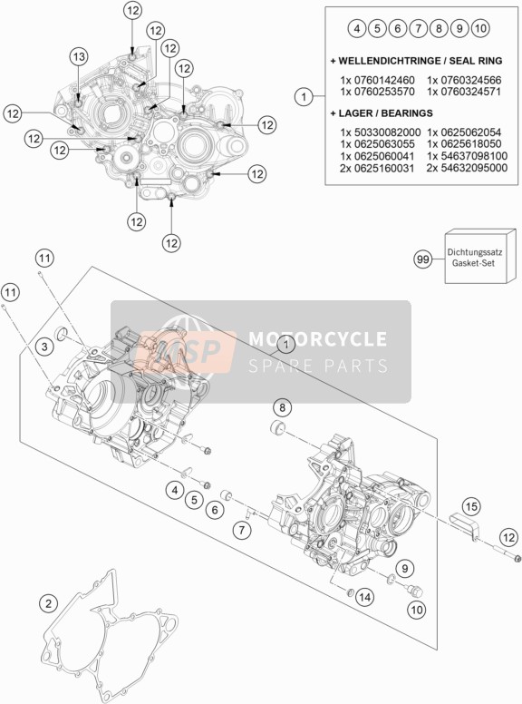 KTM 150 XC-W USA 2018 Caja del motor para un 2018 KTM 150 XC-W USA