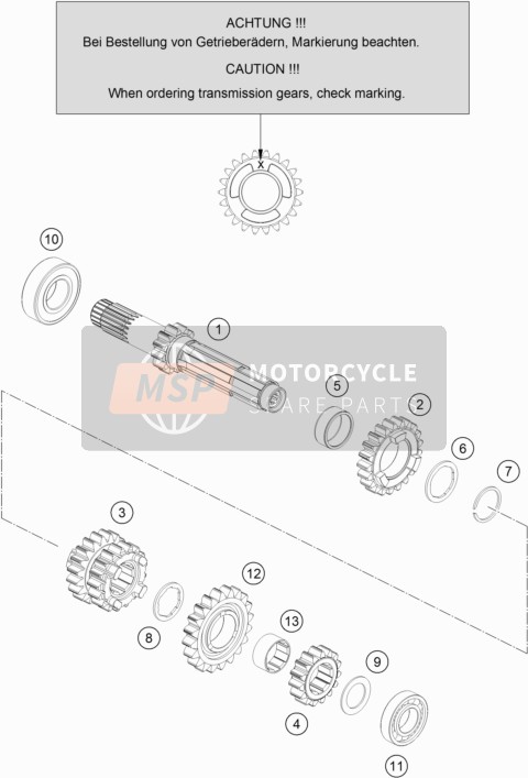 KTM 150 XC-W USA 2019 Transmisión I - Eje principal para un 2019 KTM 150 XC-W USA