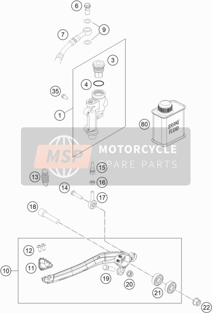 KTM 150 XC-W TPI USA 2020 Rear Brake Control for a 2020 KTM 150 XC-W TPI USA