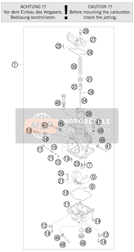 KTM 150 XC USA 2011 Carburettor for a 2011 KTM 150 XC USA