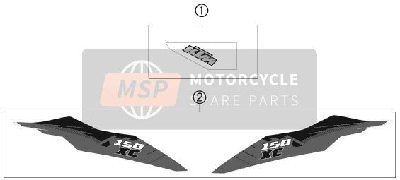 KTM 150 XC USA 2012 Decalcomania per un 2012 KTM 150 XC USA