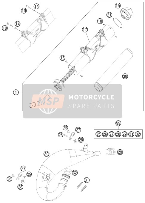 KTM 150 XC USA 2012 Impianto di scarico per un 2012 KTM 150 XC USA