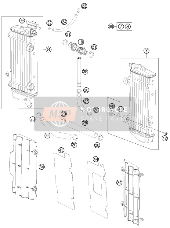 KTM 150 XC USA 2013 Sistema de refrigeración para un 2013 KTM 150 XC USA