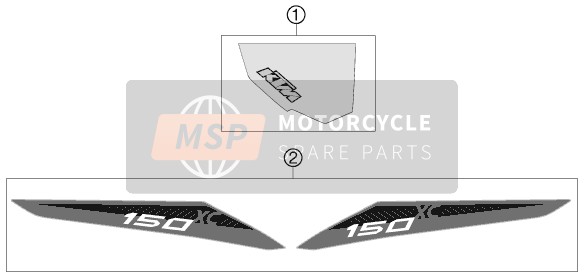 51508098500, Decal Rear Part 150 Xc 13, KTM, 0