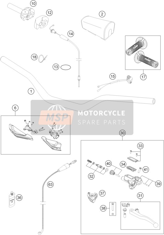 KTM 150 XC USA 2014 Handlebar, Controls for a 2014 KTM 150 XC USA
