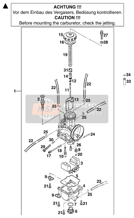 KTM 200 EXC USA 1998 Carburatore per un 1998 KTM 200 EXC USA