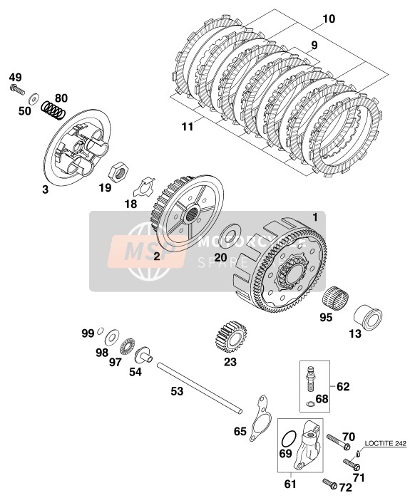 KTM 200 EXC Europe 1998 Clutch for a 1998 KTM 200 EXC Europe