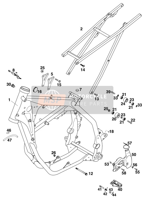 KTM 200 EXC Europe 1998 Frame for a 1998 KTM 200 EXC Europe