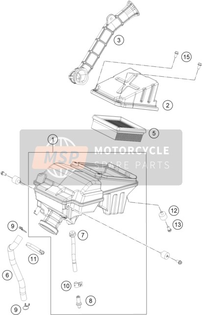 KTM 200 Duke, black w/o ABS-CKD Brazil 2018 Luchtfilter voor een 2018 KTM 200 Duke, black w/o ABS-CKD Brazil