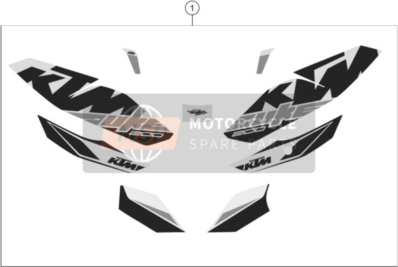 KTM 200 Duke, black w/o ABS-CKD Brazil 2018 Decal for a 2018 KTM 200 Duke, black w/o ABS-CKD Brazil