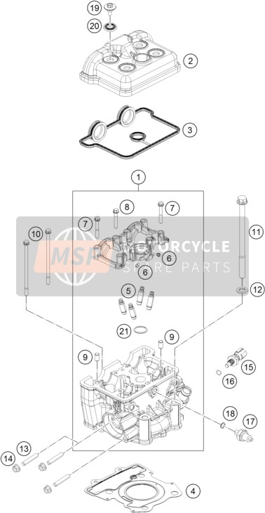 KTM 200 DUKE OR. w/o ABS B.D. Asia 2014 Cylinder Head for a 2014 KTM 200 DUKE OR. w/o ABS B.D. Asia