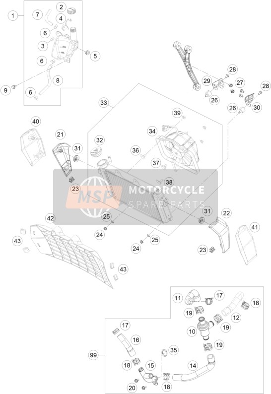 KTM 200 DUKE OR. w/o ABS B.D. Asia 2015 Cooling System for a 2015 KTM 200 DUKE OR. w/o ABS B.D. Asia