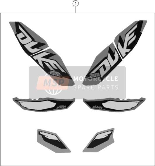 KTM 200 DUKE OR. w/o ABS B.D. Asia 2015 Calcomanía para un 2015 KTM 200 DUKE OR. w/o ABS B.D. Asia