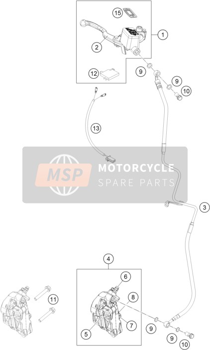 KTM 200 DUKE OR. W/O ABS B.D. Europe 2015 Front Brake Caliper for a 2015 KTM 200 DUKE OR. W/O ABS B.D. Europe