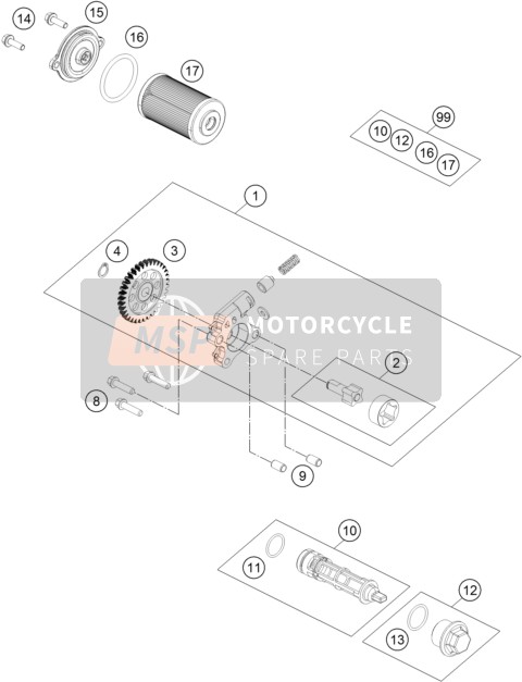 KTM 200 DUKE OR. w/o ABS B.D. Asia 2015 Sistema de lubricación para un 2015 KTM 200 DUKE OR. w/o ABS B.D. Asia