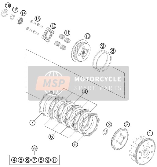 KTM 200 DUKE OR. W/O ABS B.D. Argentina 2016 Clutch for a 2016 KTM 200 DUKE OR. W/O ABS B.D. Argentina
