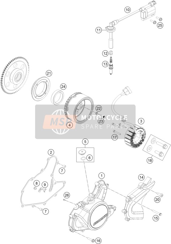 KTM 200 DUKE OR. W/O ABS B.D. Europe 2016 Ontbrandingssysteem voor een 2016 KTM 200 DUKE OR. W/O ABS B.D. Europe