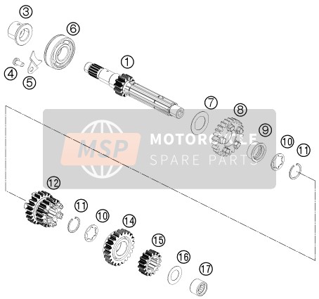 KTM 200 DUKE OR. W/O ABS B.D. Europe 2016 Transmission I - Main Shaft for a 2016 KTM 200 DUKE OR. W/O ABS B.D. Europe