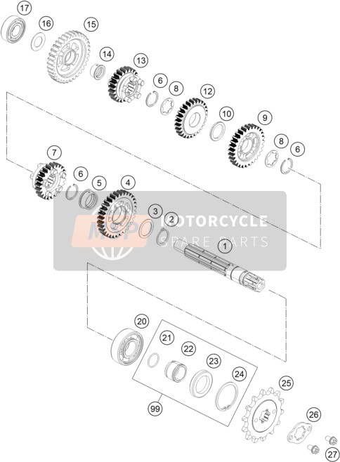 KTM 200 DUKE OR. W/O ABS B.D. Argentina 2016 Transmission II - Counter Shaft for a 2016 KTM 200 DUKE OR. W/O ABS B.D. Argentina