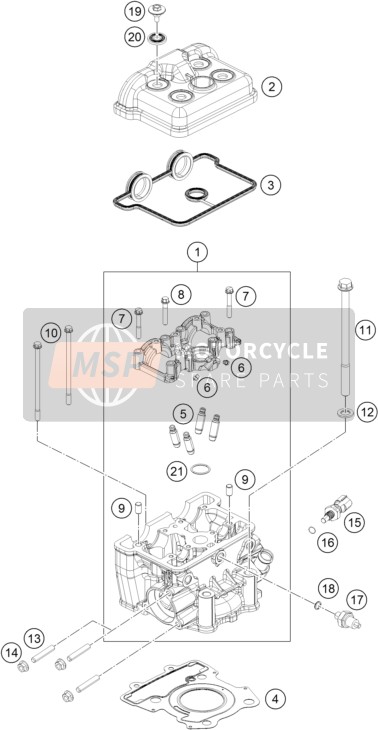 KTM 200 DUKE OR. W/O ABS CKD Brazil 2015 Cylinder Head for a 2015 KTM 200 DUKE OR. W/O ABS CKD Brazil