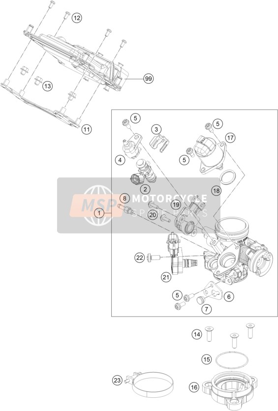 KTM 200 DUKE OR. w/o ABS CKD Colombia 2015 Throttle Body for a 2015 KTM 200 DUKE OR. w/o ABS CKD Colombia