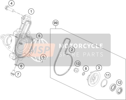 KTM 200 DUKE OR. w/o ABS CKD China 2016 Water Pump for a 2016 KTM 200 DUKE OR. w/o ABS CKD China