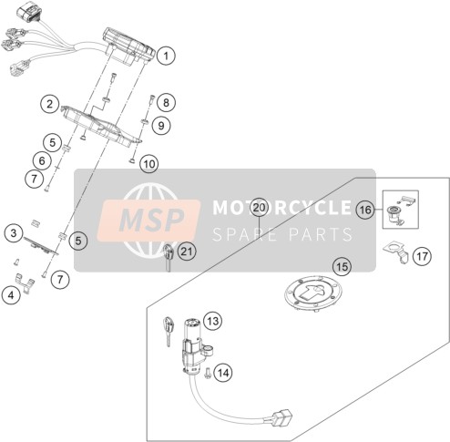 KTM 200 Duke, orange-CKD Brazil 2019 Instruments / Lock System for a 2019 KTM 200 Duke, orange-CKD Brazil