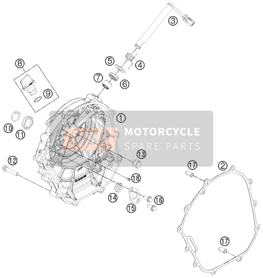 KTM 200 DUKE ORANGE Europe (2) 2012 Couvercle d'embrayage pour un 2012 KTM 200 DUKE ORANGE Europe (2)