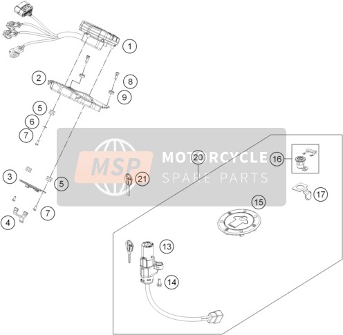 KTM 200 DUKE ORANGE ABS Europe 2013 Instruments / Système de verrouillage pour un 2013 KTM 200 DUKE ORANGE ABS Europe