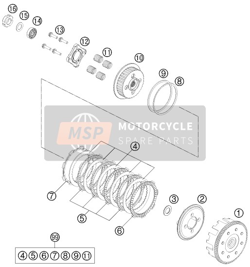 KTM 200 DUKE ORANGE ABS CKD Malaysia 2014 Frizione per un 2014 KTM 200 DUKE ORANGE ABS CKD Malaysia