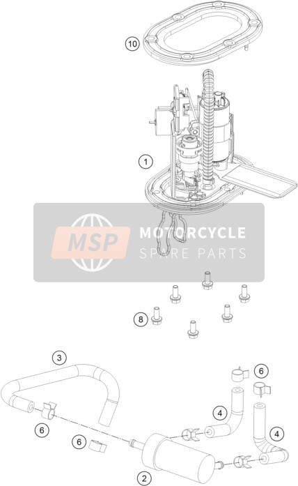 KTM 200 Duke, orange, w/o ABS-B.D. Europe 2017 Fuel Pump for a 2017 KTM 200 Duke, orange, w/o ABS-B.D. Europe