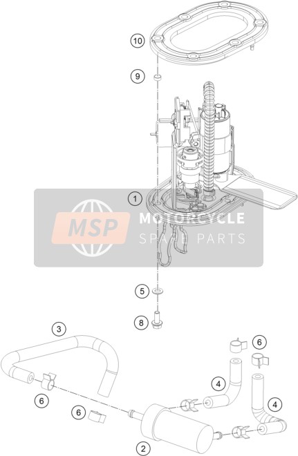 KTM 200 Duke, orange, w/o ABS-B.D.  2019 Fuel Pump for a 2019 KTM 200 Duke, orange, w/o ABS-B.D. 