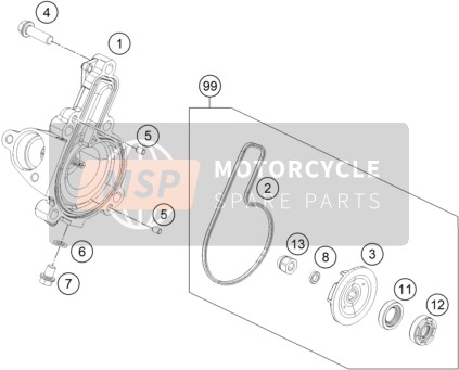 KTM 200 Duke, orange, w/o ABS-B.D. Europe 2019 Water Pump for a 2019 KTM 200 Duke, orange, w/o ABS-B.D. Europe