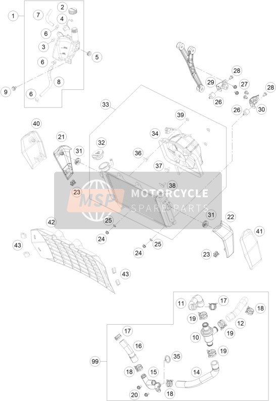 KTM 200 DUKE WH. W/O ABS CKD Malaysia 2016 Cooling System for a 2016 KTM 200 DUKE WH. W/O ABS CKD Malaysia