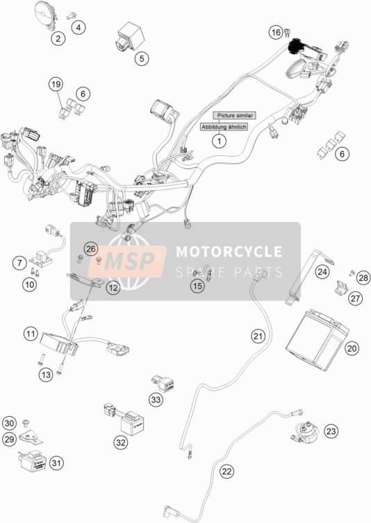 KTM 200 DUKE WH. W/O ABS CKD 17 Colombia 2016 Kabelboom voor een 2016 KTM 200 DUKE WH. W/O ABS CKD 17 Colombia