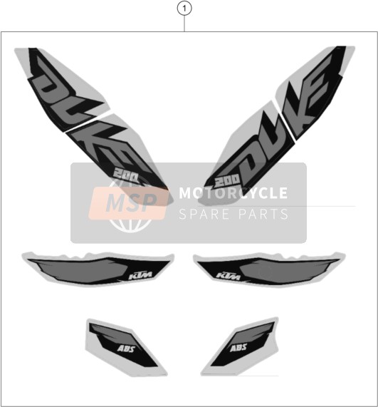 KTM 200 DUKE WHITE ABS Europe 2013 Decal for a 2013 KTM 200 DUKE WHITE ABS Europe