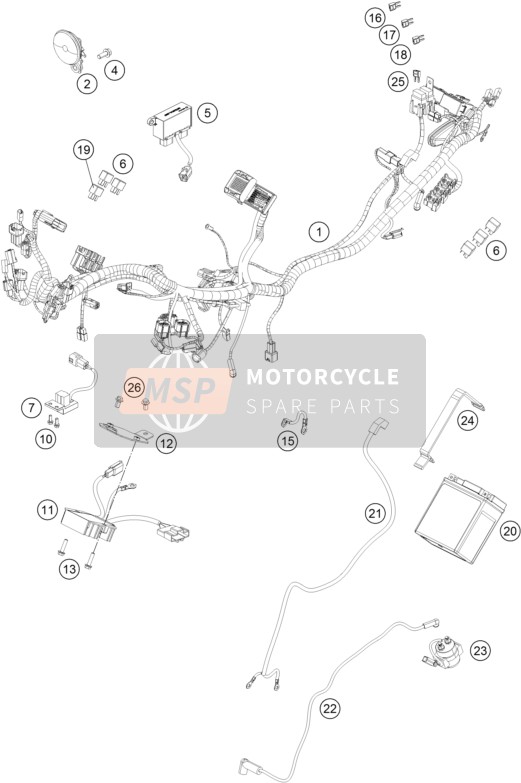 KTM 200 DUKE WHITE ABS Europe 2013 Wiring Harness for a 2013 KTM 200 DUKE WHITE ABS Europe