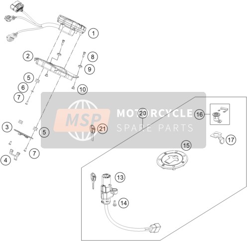 KTM 200 DUKE WHITE ABS BAJ.DIR Europe 2014 Instrumenten / Slotsysteem voor een 2014 KTM 200 DUKE WHITE ABS BAJ.DIR Europe