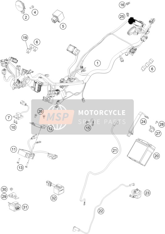 KTM 200 DUKE WHITE ABS CKD Malaysia 2014 Kabelboom voor een 2014 KTM 200 DUKE WHITE ABS CKD Malaysia