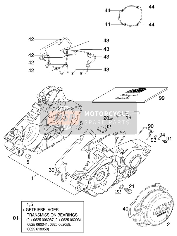 KTM 200 EXC - GS Europe 2001 Engine Case for a 2001 KTM 200 EXC - GS Europe