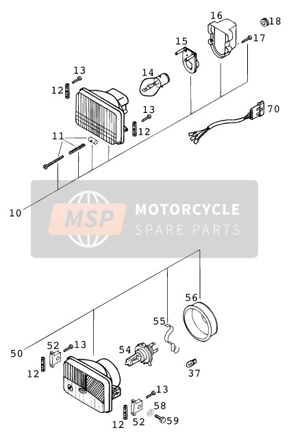 KTM 200 EXC - GS Europe 2001 Système d'éclairage pour un 2001 KTM 200 EXC - GS Europe