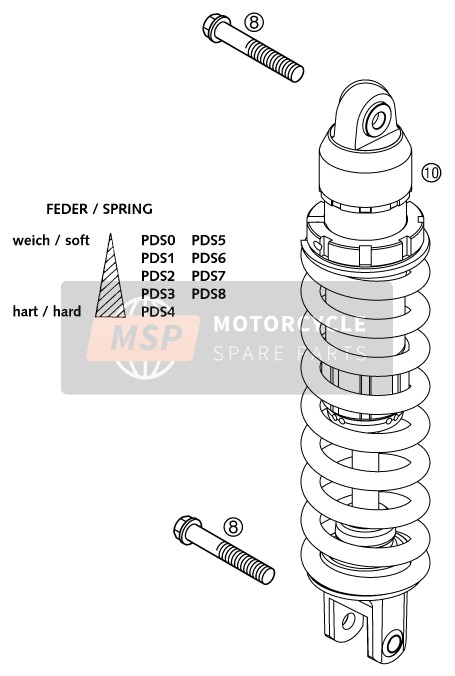 KTM 200 EXC - GS Europe 2002 Shock Absorber for a 2002 KTM 200 EXC - GS Europe