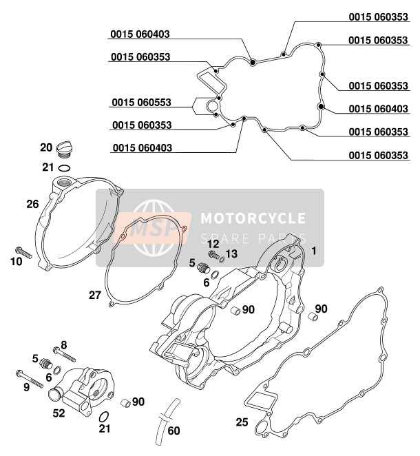 KTM 200 EXC USA 1999 Clutch Cover for a 1999 KTM 200 EXC USA