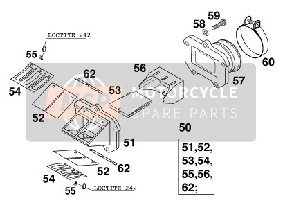 KTM 200 EXC Europe 1999 Caja de válvula de láminas para un 1999 KTM 200 EXC Europe