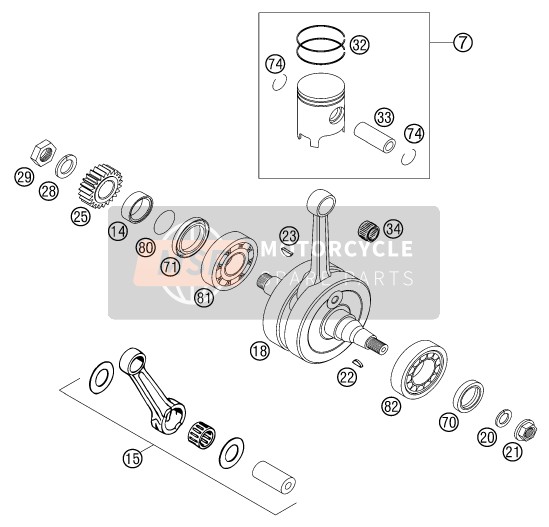 KTM 200 EXC Europe 2002 Crankshaft, Piston for a 2002 KTM 200 EXC Europe