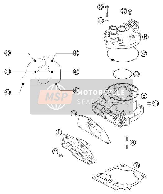 KTM 200 EXC USA 2002 Cylinder, Cylinder Head for a 2002 KTM 200 EXC USA