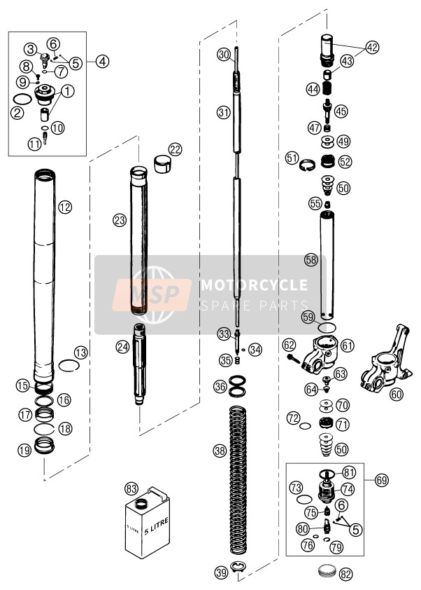 Forcella anteriore smontata