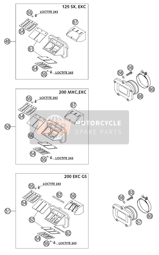 KTM 200 EXC Australia 2002 MEMBRANVENTILGEHÄUSE für ein 2002 KTM 200 EXC Australia