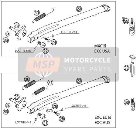 KTM 200 EXC Australia 2002 Side / Centre Stand for a 2002 KTM 200 EXC Australia