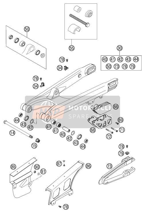 KTM 200 EXC Australia 2002 Swing Arm for a 2002 KTM 200 EXC Australia